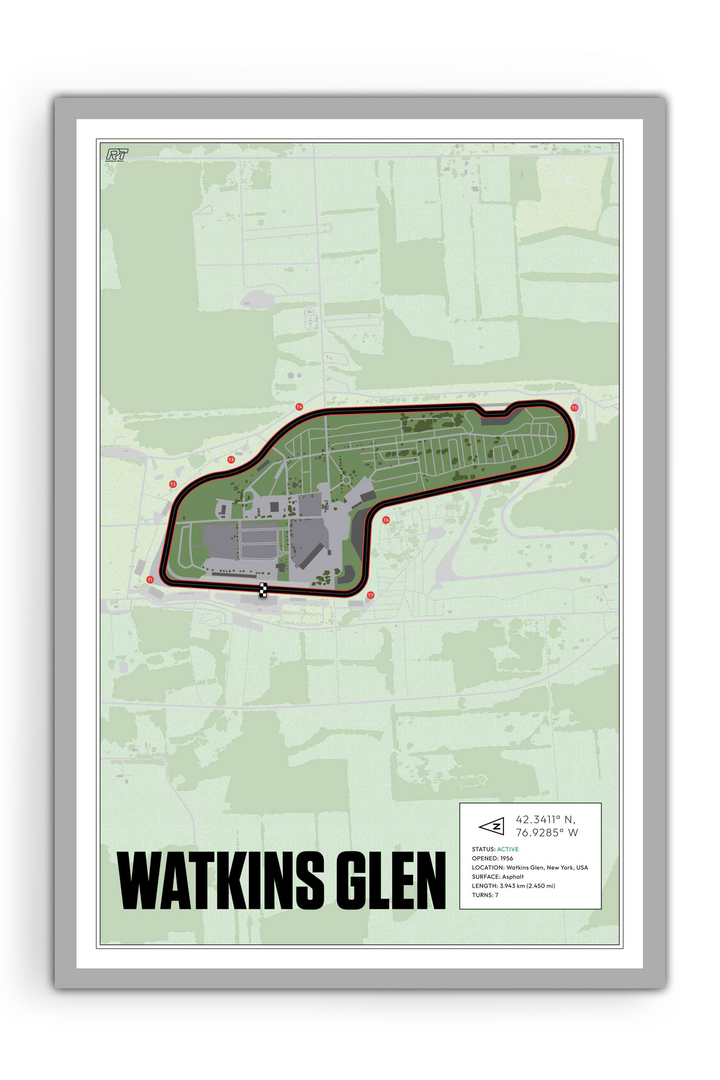 Watkins Glen, New York - Stock Car Racetrack Artwork
