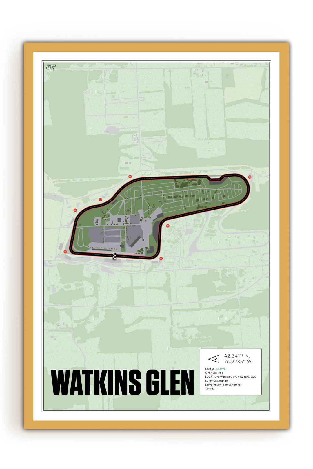 Watkins Glen, New York - Stock Car Racetrack Artwork