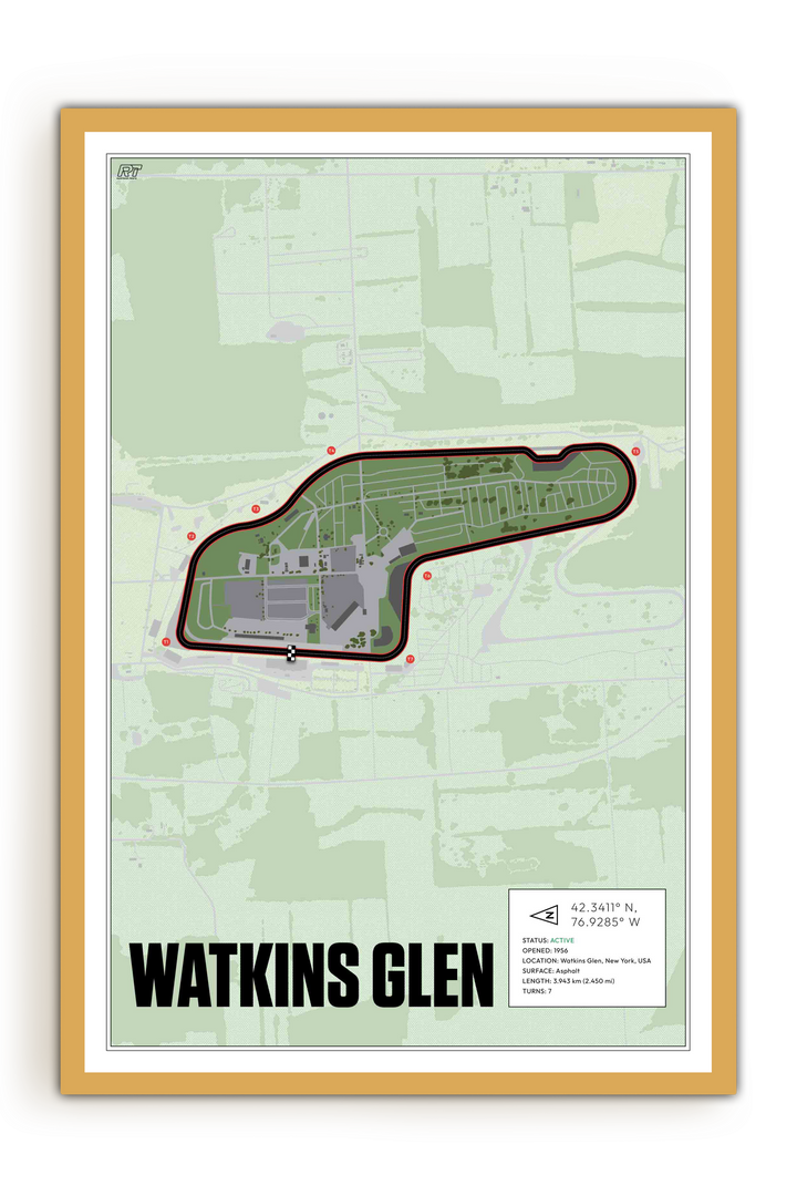 Watkins Glen, New York - Stock Car Racetrack Artwork