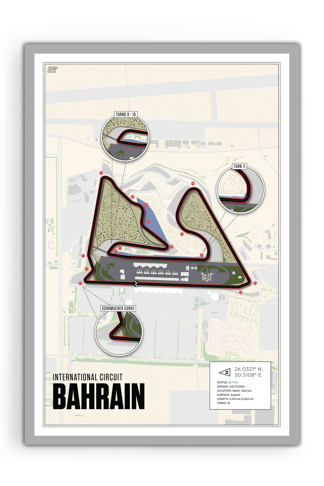Bahrain International Circuit, Sakhir - Grand Prix Racetrack Artwork