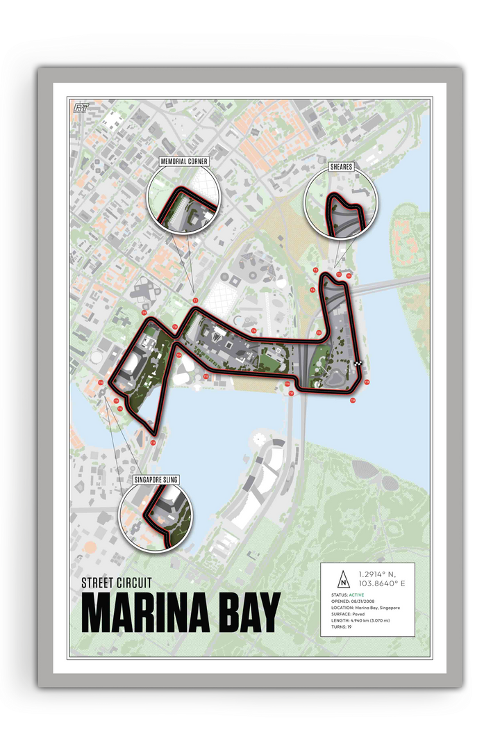 Marina Bay Street Circuit, Singapore - Grand Prix Racetrack Artwork