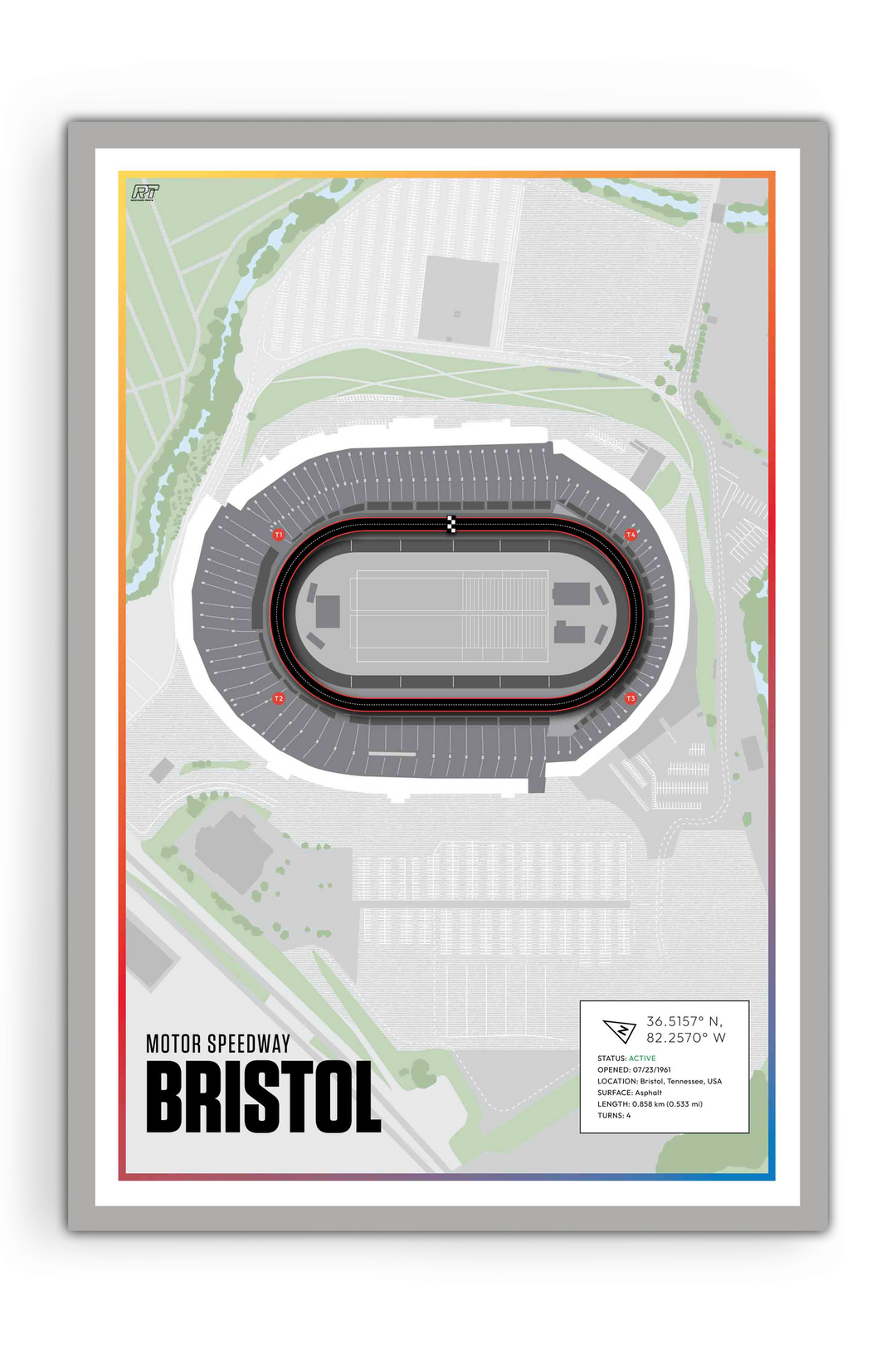Bristol Motor Speedway, Tennessee - Nascar Racetrack Artwork