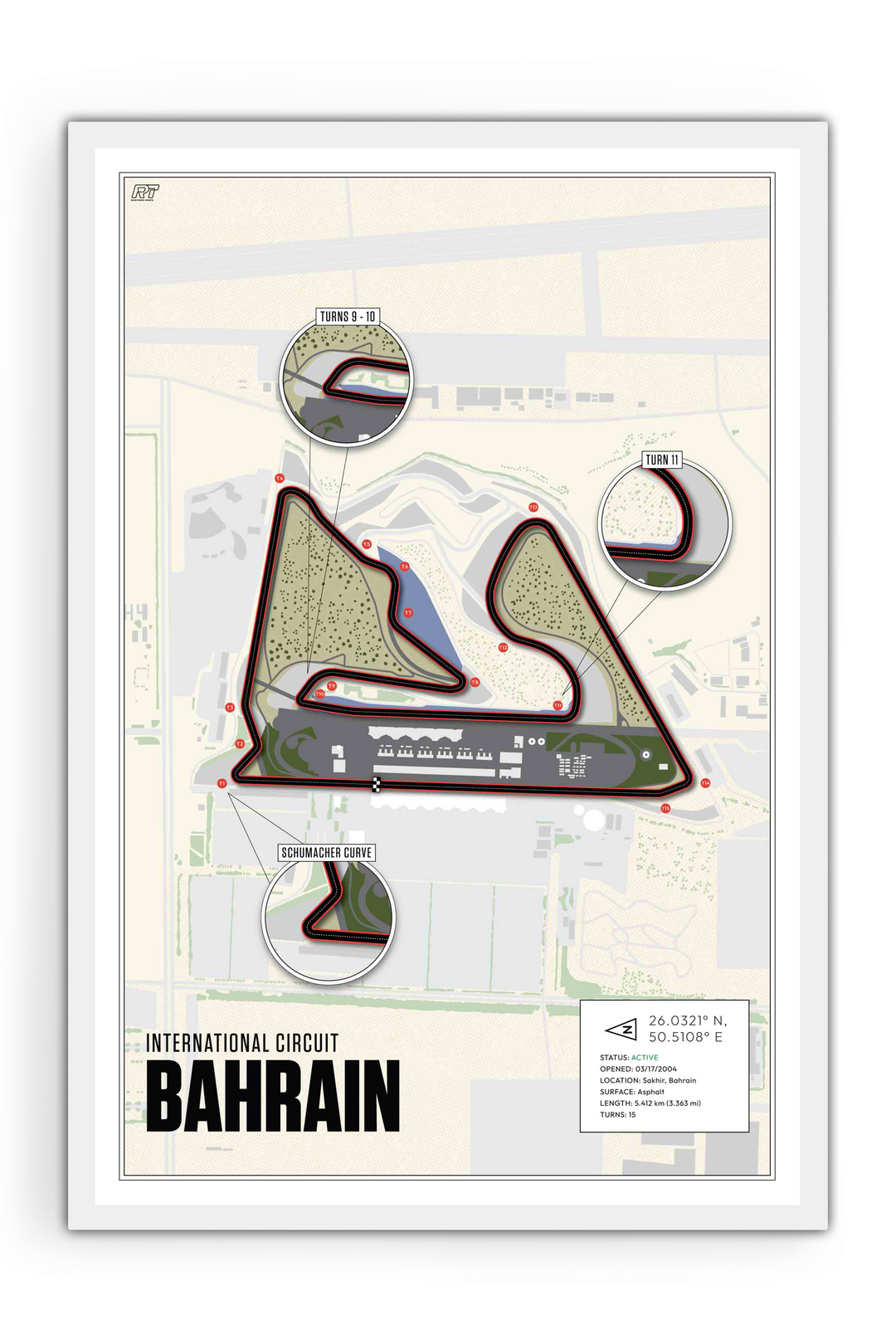 Bahrain International Circuit, Sakhir - Grand Prix Racetrack Artwork