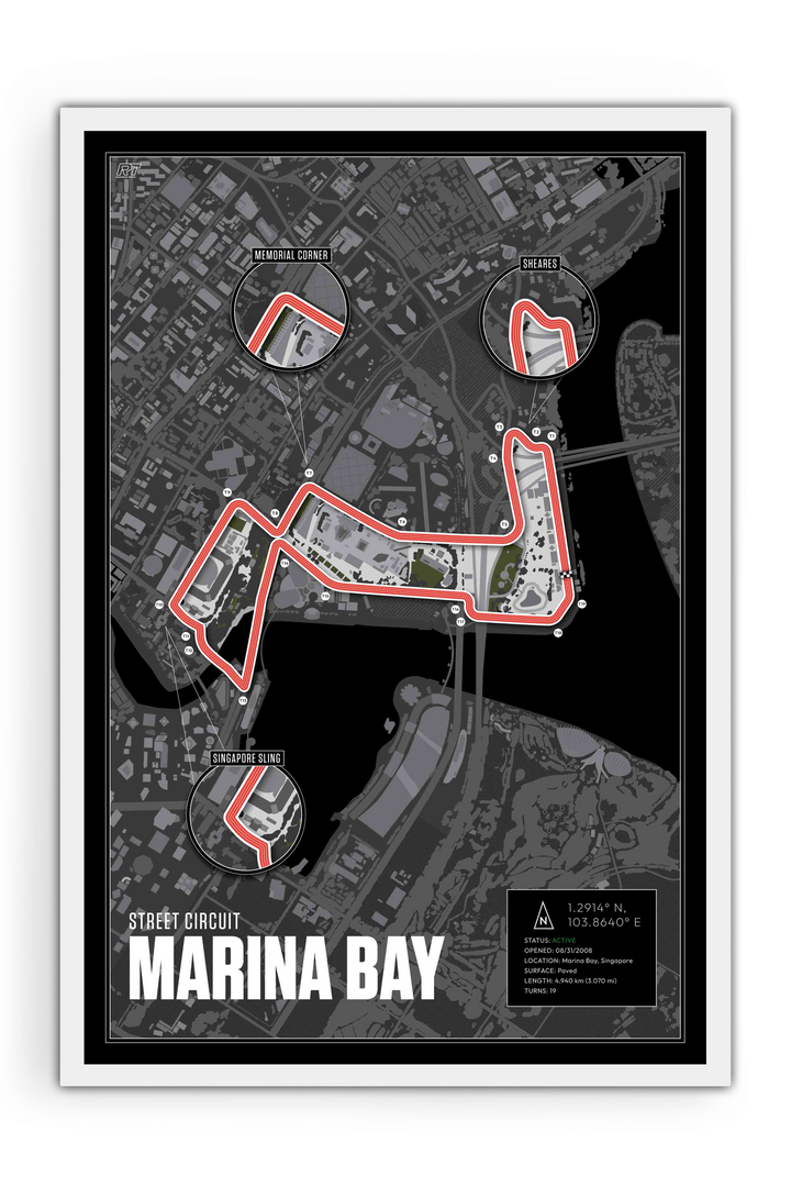 Marina Bay Street Circuit, Singapore - Grand Prix Racetrack Artwork