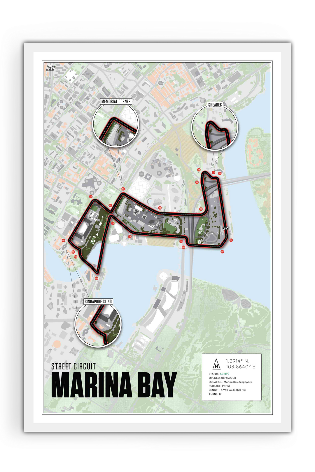 Marina Bay Street Circuit, Singapore - Grand Prix Racetrack Artwork