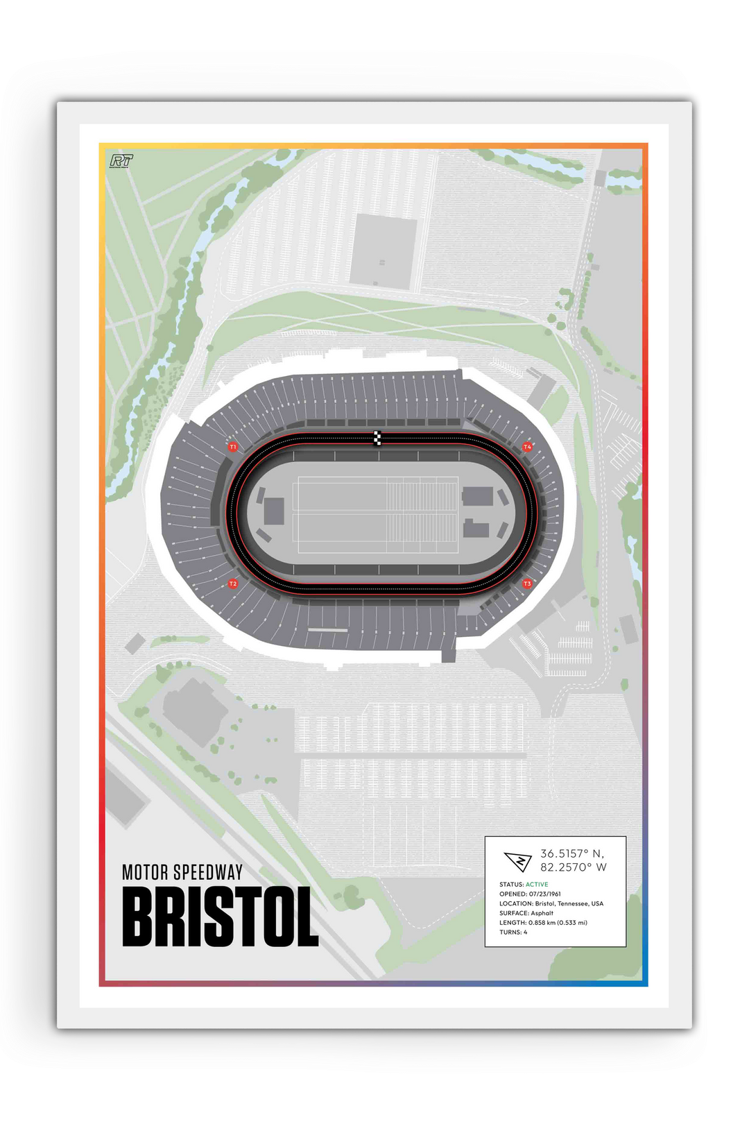Bristol Motor Speedway, Tennessee - Nascar Racetrack Artwork