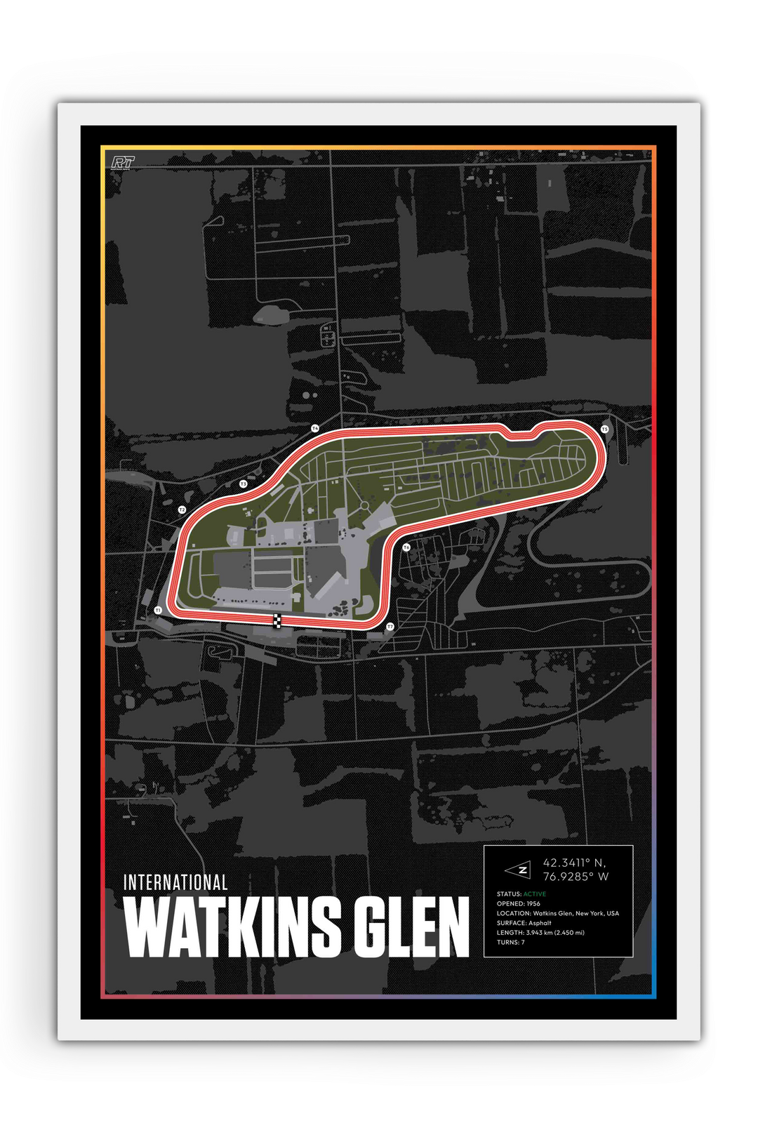 Watkins Glen, New York - Nascar Racetrack Artwork