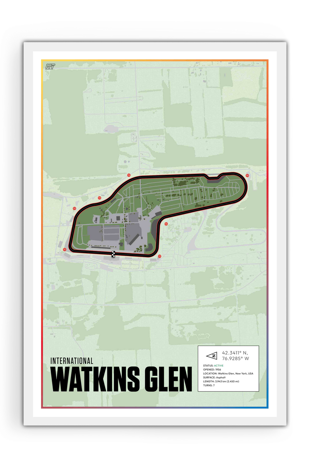 Watkins Glen, New York - Nascar Racetrack Artwork